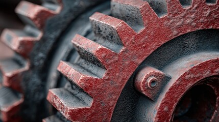 Close-up view of rusty gears in a mechanical setting highlighting industrial decay and the passage of time