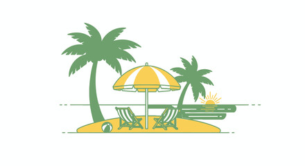 Fototapeta premium Tropical beach getaway vector illustration vacation island getaway