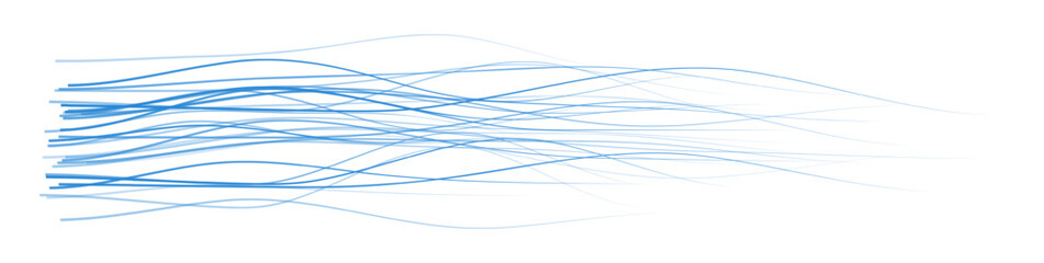 Data flow background. Blue dynamic flow lines. Abstract thin wave trails fading into white backdrop. Data stream, motion, connectivity, fluid digital energy. Minimal vector illustration.