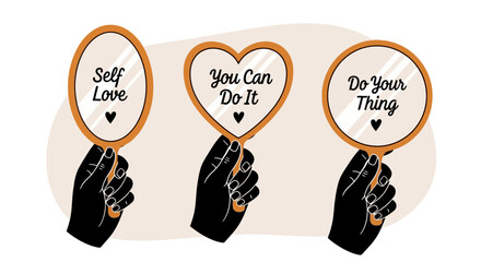 Mirrors Reflecting Positive Affirmations - Motivation and Self-Care