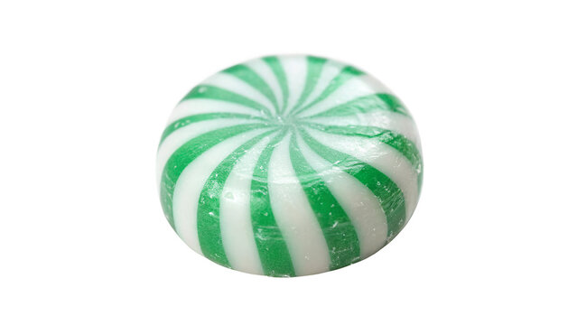 round peppermint candy isolated on transparent background