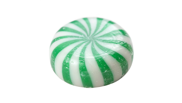 round peppermint candy isolated on transparent background