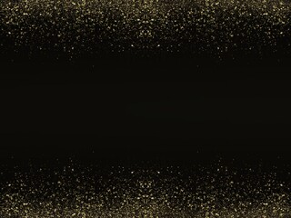 Abstract Rectangle Gold Glitter Frame Shape on Black Background