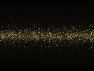 Abstract Rectangle Gold Glitter Frame Shape on Black Background