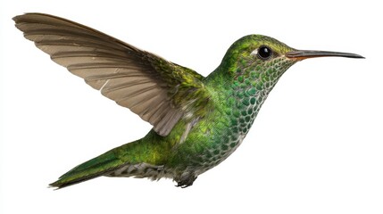 Obraz premium Colorful hummingbird flying in mid-air showcasing vibrant feathers in natural habitat