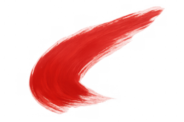 Red brushstroke texture painting abstract art element creating vibrant design background on transparent