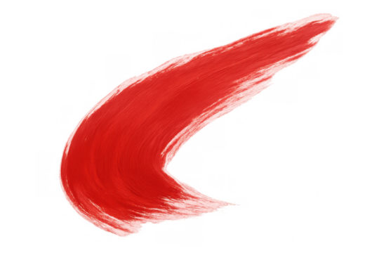Red brushstroke texture painting abstract art element creating vibrant design background on transparent