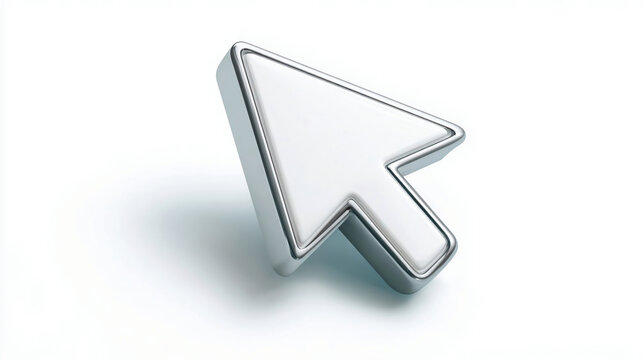 3d Click pointer cursor arrow icon on white background