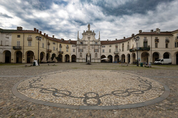 VENARIA REALE, ITALY, APRIL 1 2025 - View of Annuziata square in Venaria Reale, province of Turin, Italy