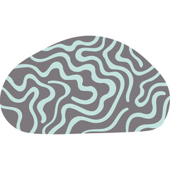 Abstract Organic Shape With Swirling Blue Lines on Gray Background Minimalist Vector Art