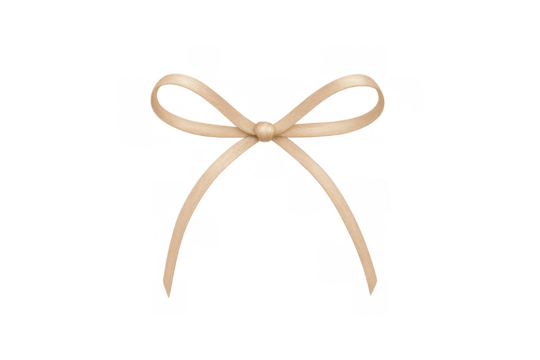 Beige jute ribbon bow tying a present for celebration, gift decoration, or invitation design on transparent background - Powered by Adobe