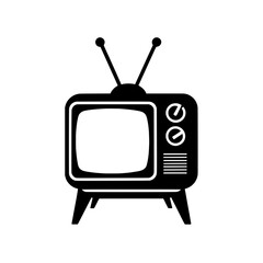 Retro Tube Television Icon with Antenna