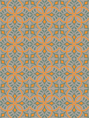 Floral damask oreintal seamless pattern warm color.Geometric motif flower ornament hand drawn vector element.Ethnic traditional Indian,Arabian,tribal illustration.For print,fabric,carpet,wrap,decorate