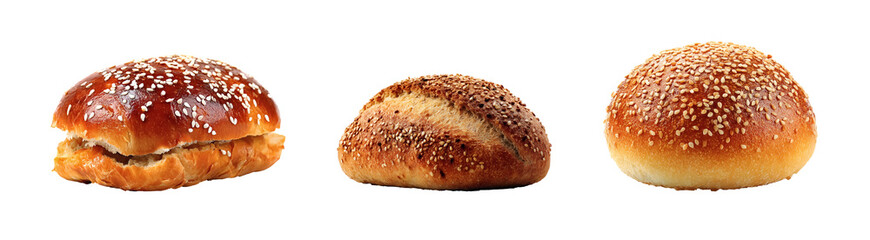 Delicious burger buns with sesame seeds ready for your gourmet burger creation food bloggers and culinary artists isolated on png transparent background