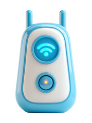 Modern glossy blue and white wireless router offers fast and reliable internet connectivity for seamless online experience anywhere isolated on png transparent background