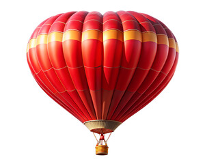 Fototapeta premium Red hot air balloon ascends and romantic adventure isolated on transparent background