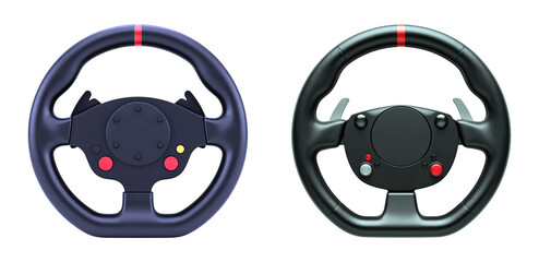 Realistic racing wheel controllers showcase for immersive gaming experience delivering precision control and ultimate realism isolated on png transparent background