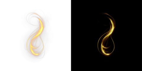 Experience the stunning Glowing Light Trail and Golden Swirl PNG Overlay, perfect for creating Elegant Designs