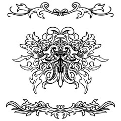 motif vintage vector, black 