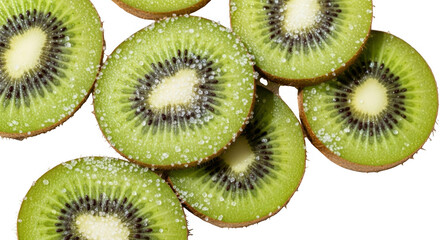 Fresh kiwi slices isolated on transparent background