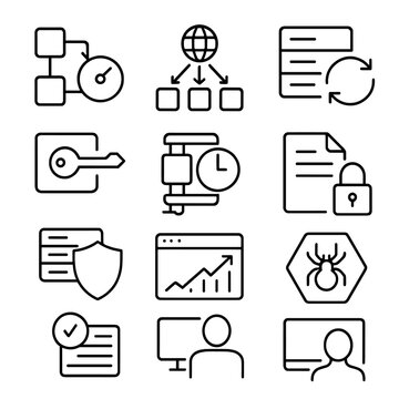 CDN Delivery Icons. Outline icon set of CDN delivery: edge cache, distribution, origin server, cache