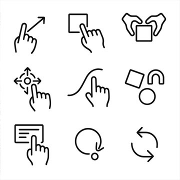 Иконки Взаимодействия. Outline icon set of architecture and design: scale model, floor plan, measurement tool,