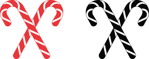 Candy cane icon, illustration. Christmas peppermint candy cane