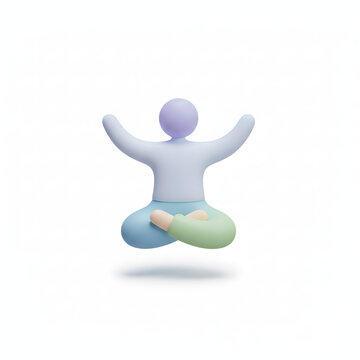 3D Minimal Character in Meditation Pose Floating in Air