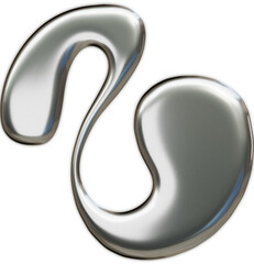 Futuristic chrome abstract sigil in 3D cybersigilism style with reflective metallic surfaces and sharp gothic liquid shapes.