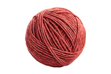 Red yarn ball with soft fiber texture and detailed weave, isolated on transparent background