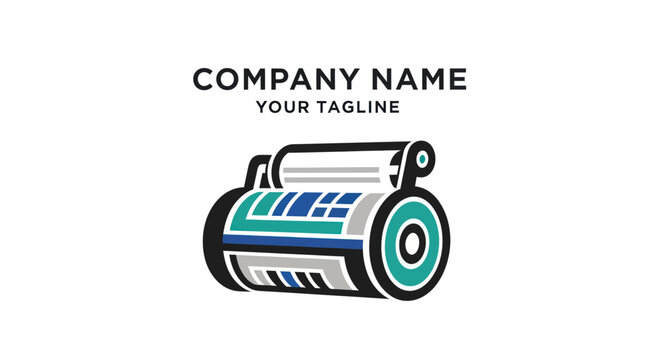 Creative printing press machine logo for business identity.
