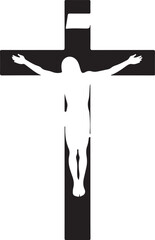 Silhouette of the crucifixion of Jesus Christ on a white background