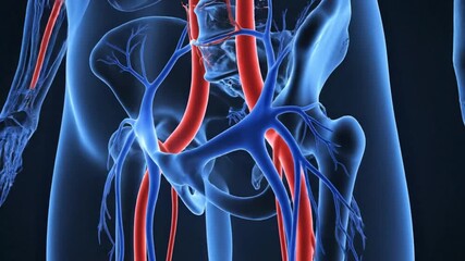 Detailed 3D Animation of the Human Pelvic Circulatory System.