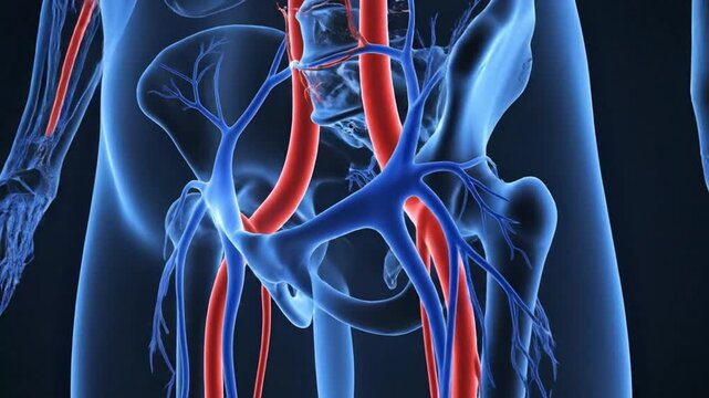 Detailed 3D Animation of the Human Pelvic Circulatory System.