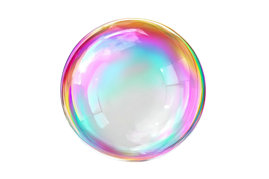 Isolated sphere showcases vibrant rainbow hues through refraction, floating in a void