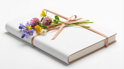 Notebook Adorned with Wildflowers and Ribbon A Gift of Natural Beauty and Creativity