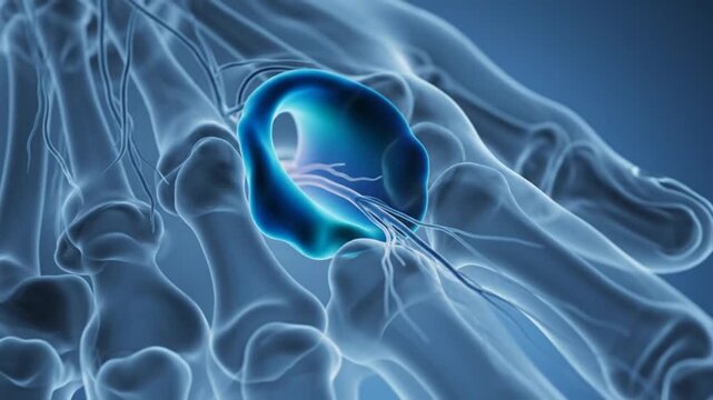 Detailed 3D Medical Animation of a Ganglion Cyst Formation.