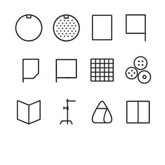 Reflectors and Flags Icons. Outline icon set of cables and connectors: HDMI cable, SDI cable, XLR cable, TRS
