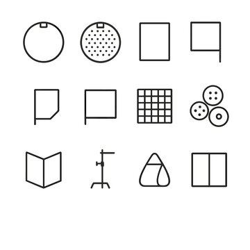 Reflectors and Flags Icons. Outline icon set of cables and connectors: HDMI cable, SDI cable, XLR cable, TRS