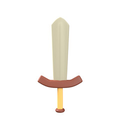 3D Rendered Cartoon Style Sword Weapon for Game Asset Isolated