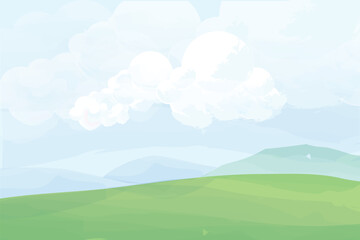 Obraz premium green hills under a cloudy sky