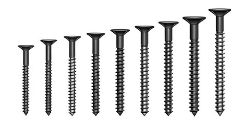 Various Screws Set Logo Vector &ndash; Black Outline Icons on Transparent Background