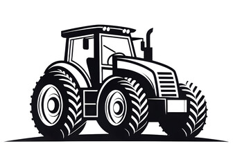 Obraz premium Tractor Logo Vector – Black Outline Icon on Transparent Background