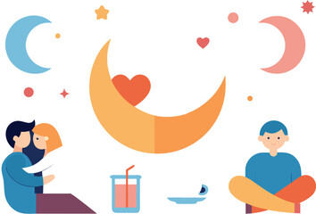 Cute vector illustration set of 20 adorable couple scenes for romance and love themed designs