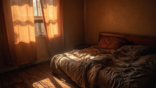 Sun-drenched bedroom interior - Powered by Adobe