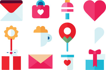 20 flat vector valentine's day icons pack scalable eps illustration set