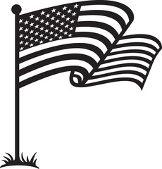 USA Flag Black and White. Vector Illustration.