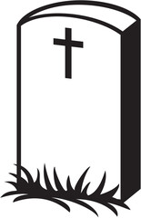 Grave Black and White. Vector Illustration.