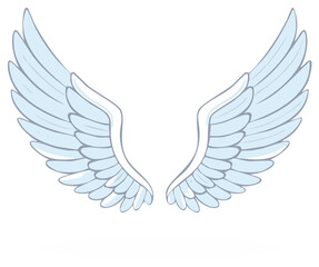 Obraz premium Stylized Angel Wings Illustration in Light Blue and White Tones