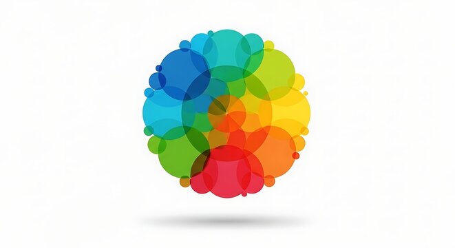 Colorful abstract bubble background with circular shapes and rainbow pattern